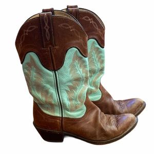 Durango Leather Cowboy Boots Turquoise Brown 6M